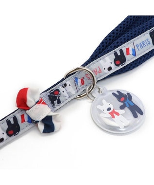 PET PARADISE リサとガスパール リボン付きリード 《パリ柄》  SS~S 小型犬 グレー
