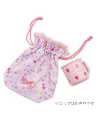 Mother garden マザーガーデン  野いちご コップ巾着 《小花いちご柄》 小花いちご柄