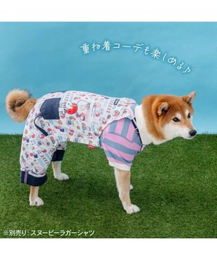PET PARADISE スヌーピー アメフト オーバーオール 小型犬 ホワイト×ネイビー