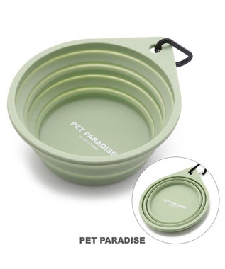 PET PARADISE シリコン折畳み フードボウル カーキ