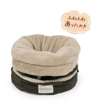 PET PARADISE ペットパラダイス 遠赤外線 寝袋  筒型《オニオン柄》 S カーキ