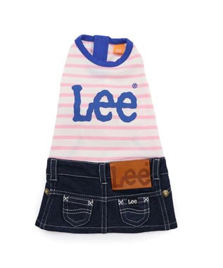 PET PARADISE Lee 鹿の子 ボーダー スカートつなぎ 小型犬 ネイビー×ピンク