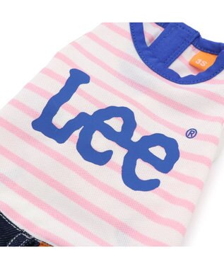 PET PARADISE Lee 鹿の子 ボーダー スカートつなぎ 小型犬 ネイビー×ピンク