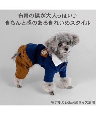 PET PARADISE J.PRESS 襟付きトレーナー パンツつなぎ 小型犬 ネイビー