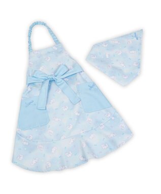 Mother garden マザーガーデン フリルエプロン 三角巾付き 130～150cm 《ふわねこ柄》 ふわねこ柄