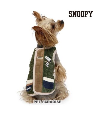 PET PARADISE スヌーピー リバーシブルベスト 《カーキ×青》  小型犬 カーキ×青