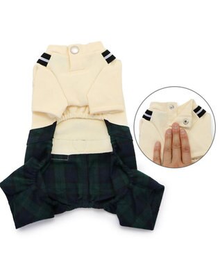 PET PARADISE J.PRESS ブラックウォッチ パンツつなぎ  小型犬 白~オフホワイト