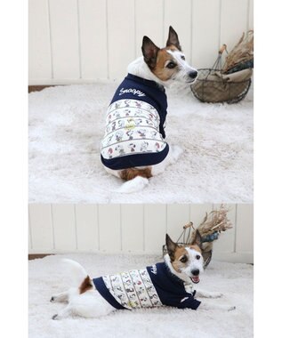 PET PARADISE スヌーピー パッチ付き 長袖 Tシャツ 《 ネイビー》【小型犬】 ネイビー