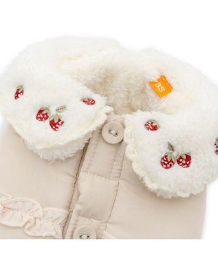 PET PARADISE ペットパラダイス 遠赤外線 苺襟付き 綿入れ ベスト  小型犬 ベージュ