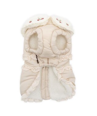 PET PARADISE ペットパラダイス 遠赤外線 苺襟付き 綿入れ ベスト  小型犬 ベージュ