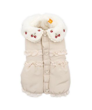 PET PARADISE ペットパラダイス 遠赤外線 苺襟付き 綿入れ ベスト  小型犬 ベージュ