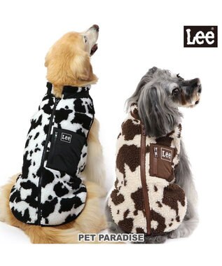PET PARADISE  Lee 背開き ボア ベスト 牛柄 《ブラウン》 小型犬 ブラウン