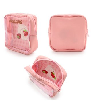 Mother garden マザーガーデン MOLANG モラン スクエアポーチ 《 桃色 / 茶色 》 単品 ポーチ 小物入れ 桃色