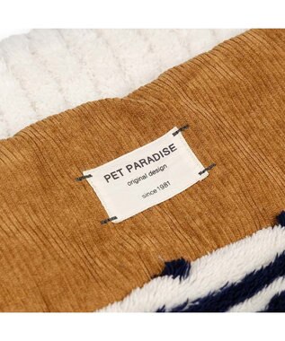 PET PARADISE ペットパラダイス 遠赤外線 丸型 寝袋 《カントリー柄》 Ｍ ホワイト×ネイビー