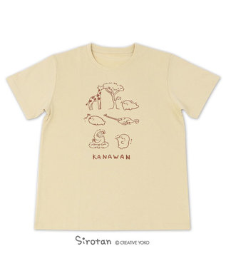 しろたん Tシャツ 半袖 《KANAWAN柄》 ベージュ色 S/M/L/XL