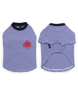 PET PARADISE 犬の服 犬 冬服 tシャツ J.PRESS【小型犬】 ボーダー ロゴ 紺（ネイビー・インディゴ）