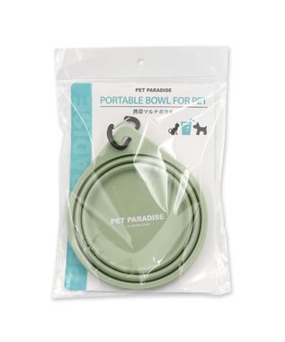 PET PARADISE シリコン折畳み フードボウル カーキ