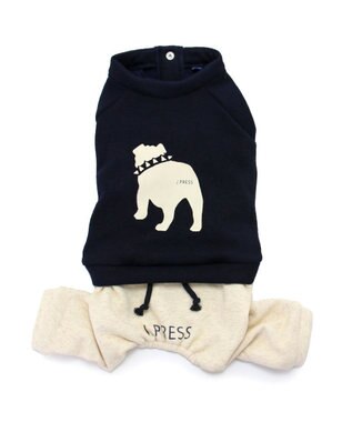 PET PARADISE J.PRESS パンツつなぎ バックブルドッグ 小型犬 紺(ネイビー・インディゴ)