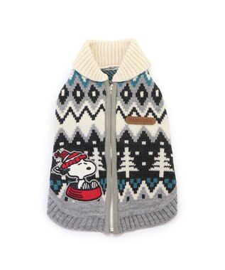 PET PARADISE スヌーピー 背中開き ニット雪遊び柄 《グレー》 中型犬 大型犬 グレー