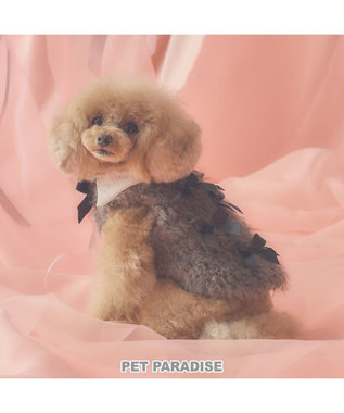 cherircouture メニーリボンファーベスト 《グレー》 小型犬 cherircouture メニーリボンファーベスト 《グレー》 小型犬