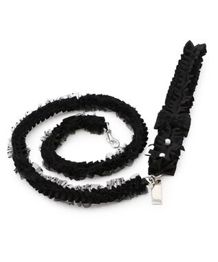 PET PARADISE cherircouture ツイード リボンリード 《ブラック》 ＳＳ～Ｓ ブラック