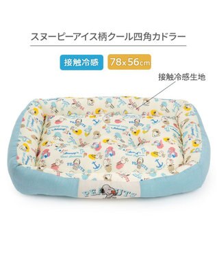 PET PARADISE スヌーピー クールカドラー 《アイス柄》 角型 Ｌ ホワイト×ブルー