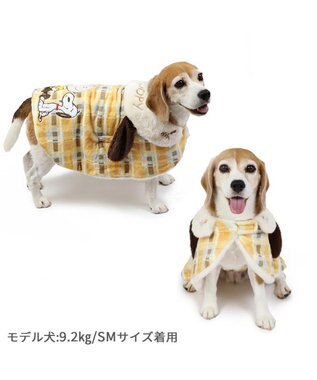 PET PARADISE スヌーピー ポンチョ 《にっこり チェック柄》中型犬 大型犬 黄