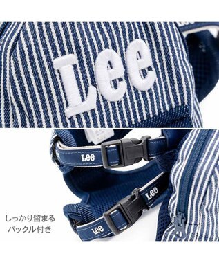 PET PARADISE Lee ヒッコリー ロゴ リュック付きハーネス Ｓ 小型犬 ネイビー×ホワイト