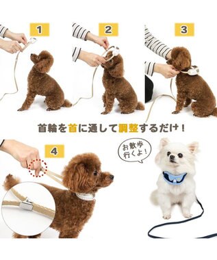 PET PARADISE ペットパラダイス リード付き首輪 《シャツ》 小型犬 ネイビー×ブルー