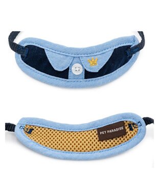 PET PARADISE ペットパラダイス リード付き首輪 《シャツ》 小型犬 ネイビー×ブルー