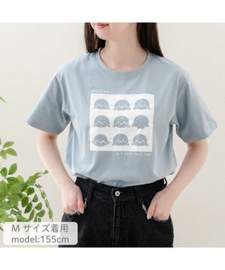 Mother garden しろたん Ｔシャツ 半袖 《いろんなおかお》 ユニセックス ブルーグレー色