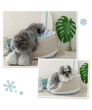 PET PARADISE スヌーピー クールカップ 《サーフ柄》 Ｍ ブルー×ベージュ