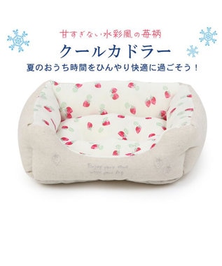PET PARADISE ペットパラダイス 苺柄 接触冷感 クールカドラーベッド(57×45cm) -