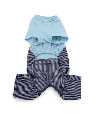 PET PARADISE Lee ワンショルダー パンツつなぎ 《ヒッコリー》 小型犬 ライトブルー