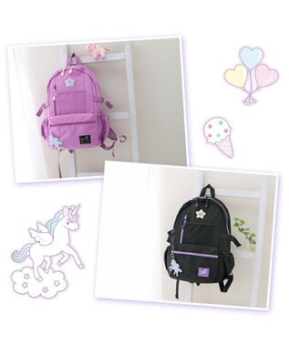 Mother garden マザーガーデン ユニコーン キッズ リュック ブラック リフレクターキーホルダー付き ブラック