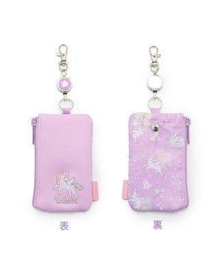 Mother garden マザーガーデン ユニコーン キー＆パスケース ICカード入れ リール付き 紫