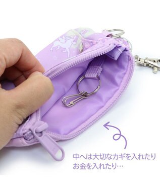 Mother garden マザーガーデン ユニコーン キー＆パスケース ICカード入れ リール付き 紫