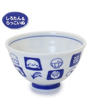 Mother garden しろたん ごはん粒がくっつきにくい ご飯茶碗 《大盛》 《顔ぼん柄/しろたん&らっこいぬ柄》 単品 しろたん&らっこいぬ柄