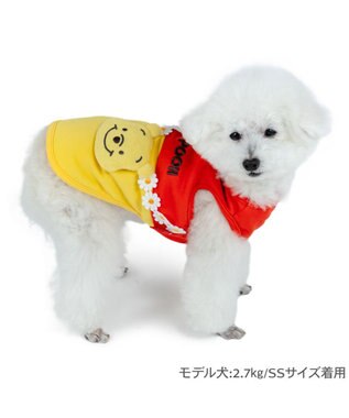 PET PARADISE ディズニー くまのプーさん タンクトップ 《お花ストラップ》 小型犬 イエロー×レッド