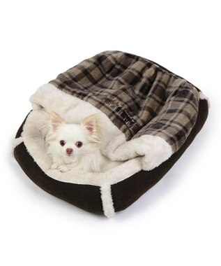 PET PARADISE ペットパラダイス 四角寝袋 遠赤外線 《チェック柄》 45×57cm ブラウン