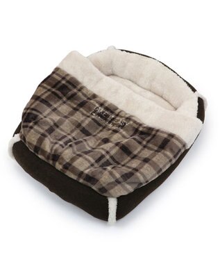 PET PARADISE ペットパラダイス 四角寝袋 遠赤外線 《チェック柄》 45×57cm ブラウン