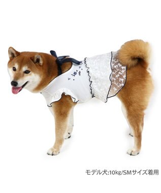 PET PARADISE ペットパラダイス 接触冷感 刺繍ワンピース 中型犬 大型犬 ホワイト×ブラック