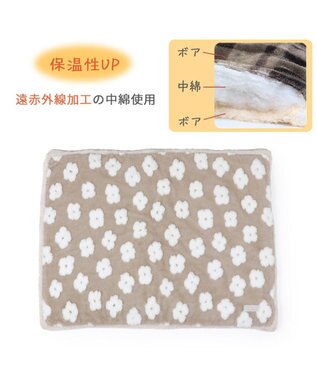 PET PARADISE ペットパラダイス 遠赤外線 ボアマット 《お花柄》角型 小型犬 ベージュ