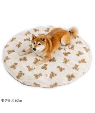 PET PARADISE ペットパラダイス くまちゃん織り 遠赤外線 ボアマット 丸型 Ｍ ホワイト×ブラウン