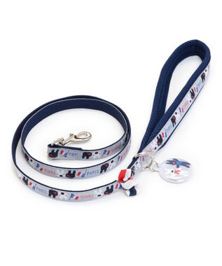 PET PARADISE リサとガスパール リボン付きリード 《パリ柄》 ４Ｓ~３Ｓ 小型犬 グレー