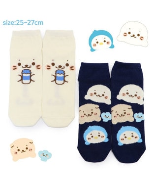 Mother garden しろたん スニーカー丈ソックス 2足セット 25~27cm 《顔ぼんミルク/お友達フェイス》 顔ぼんミルク/お友達フェイス