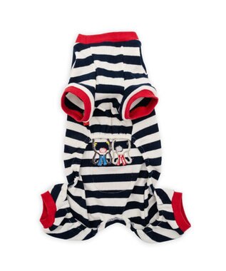 PET PARADISE  リサとガスパール ボーダー ロンパース 小型犬 ネイビー×ホワイト