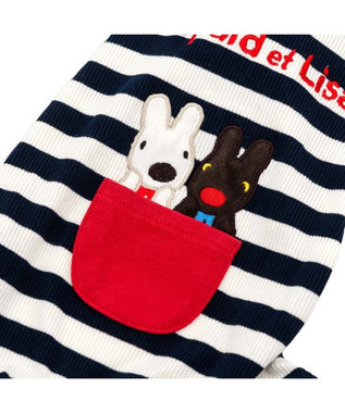 PET PARADISE  リサとガスパール ボーダー ロンパース 小型犬 ネイビー×ホワイト