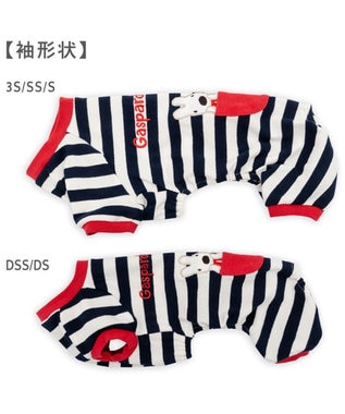 PET PARADISE  リサとガスパール ボーダー ロンパース 小型犬 ネイビー×ホワイト