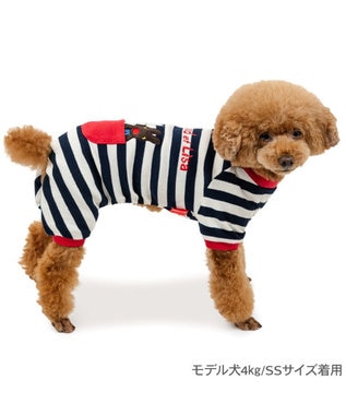 PET PARADISE  リサとガスパール ボーダー ロンパース 小型犬 ネイビー×ホワイト
